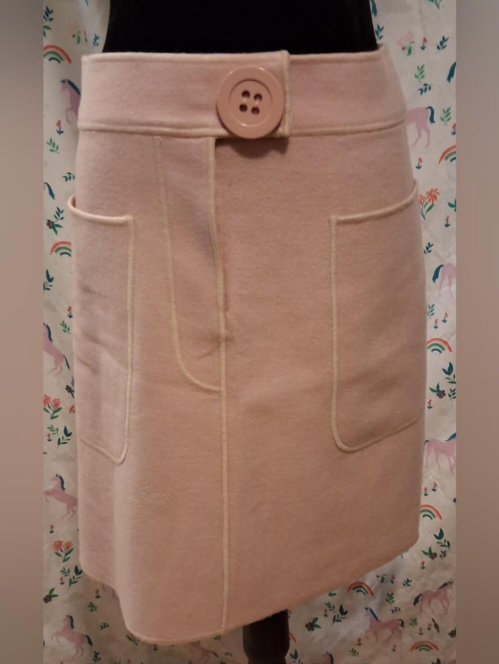 EUC RARE Vintage Y2K 90s Moschino Cheap And Chic Pastel Pink Wool Skirt SZ 6